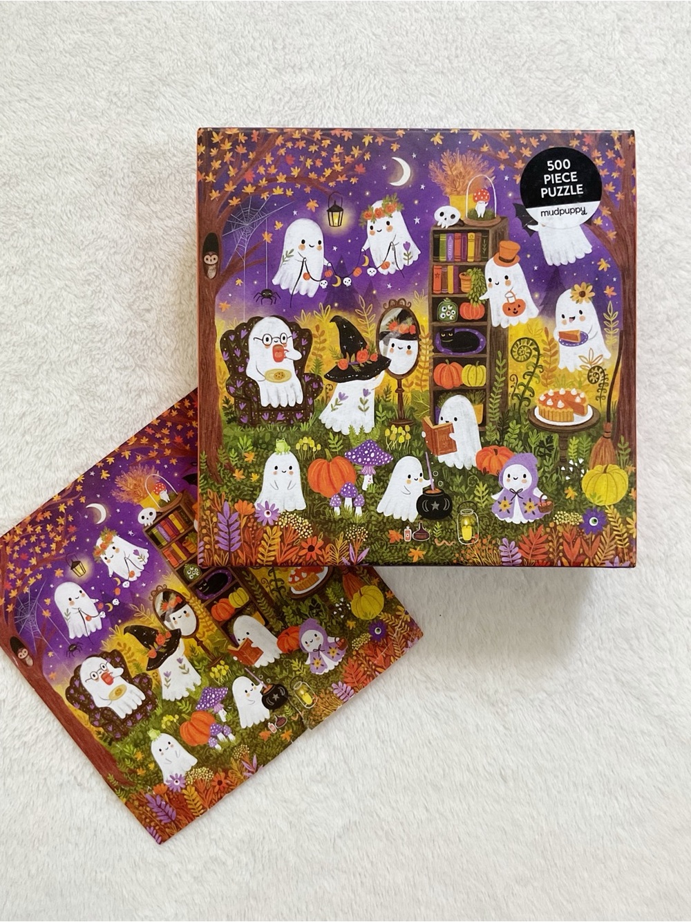 Mudpuppy Ghostly Gathering 500 Piece Halloween Puzzle Jenny Miriam Complete
